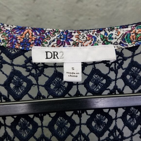 DR2 Daniel Rainn Maxi Dress Sm Sleeveless Boho Lace Yolk Blue Purple Sheer Lined - Picture 13 of 16